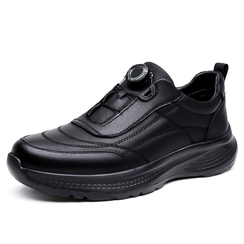 New Soft Soled Thick Bottom Business Shoes Mens Casual Leather Lightweight Sneakers Comfy Outdoor Antiskid Walking Shoes