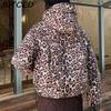 BITCED Short-Length Leopard Print Cotton Jacket for Women with Hood Minimalist Fashion Design, Oversized Fit, Unique Style Cotton Coat