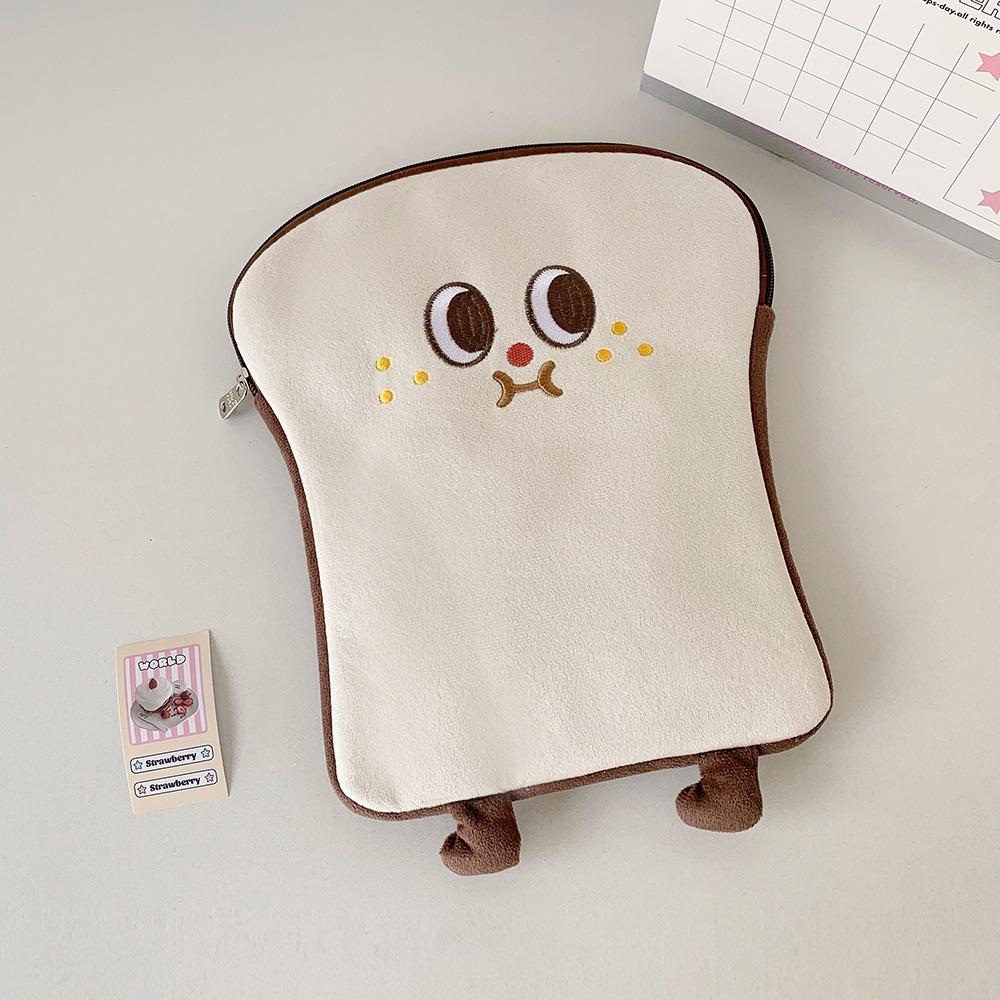 Portable Sanitary Pad Storage Bag Cartoon Toast Multi-function Makeup Bag Large Capacity Stationery Bag