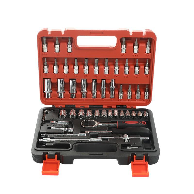 53-Piece Hex & Phillips Screwdriver Set with Ratchet Wrench & Socket Tool for Car & Motorcycle Repair