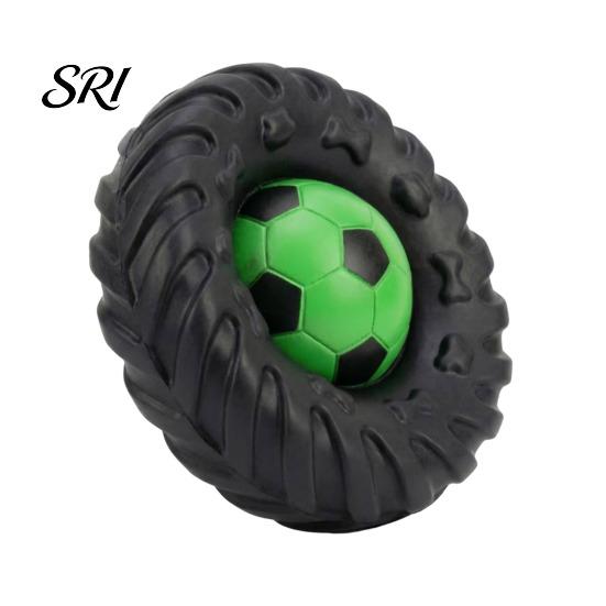 Interactive Dog Toy Football Tire Chew Built-in Squeaker Tennis Pet Gum Massager Puppy Bite Resistant Teething Boredom with