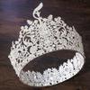 Baroque Large Round Diadem Bridal Crown Pageant Miss Tiaras Headdress Bride Wedding Dress Hair Jewelry Accessories