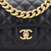 Chanel 23s Fibbia Dorata Borsa Tofu Pelle di Mucca Borsa a Tracolla Flip Borsa a Spalla Singola Borsa a Tracolla Regolare Donna Nera