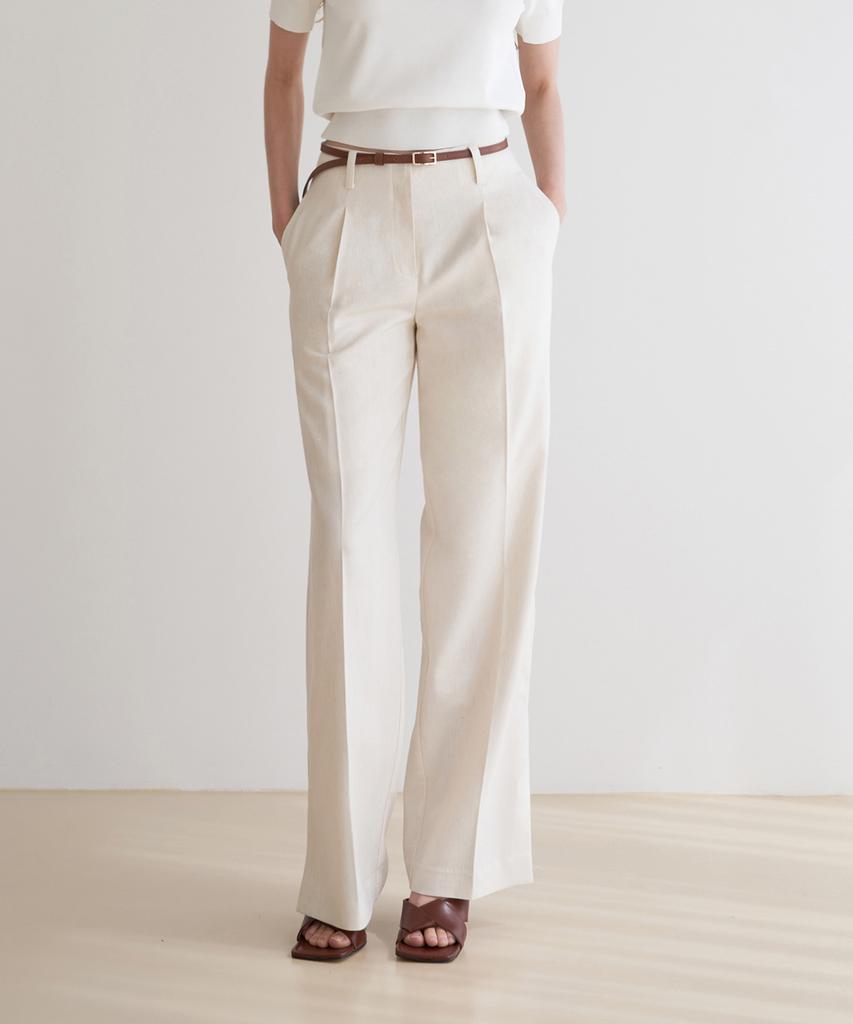 Illoje Wide One-Button Slit Pants (Ivory)