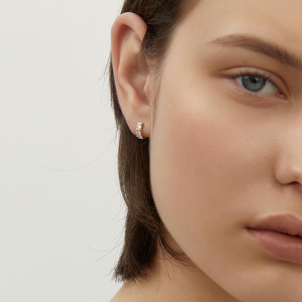 Lunne Silver 925 Triple Square Stone One-Touch Earrings #Lse87