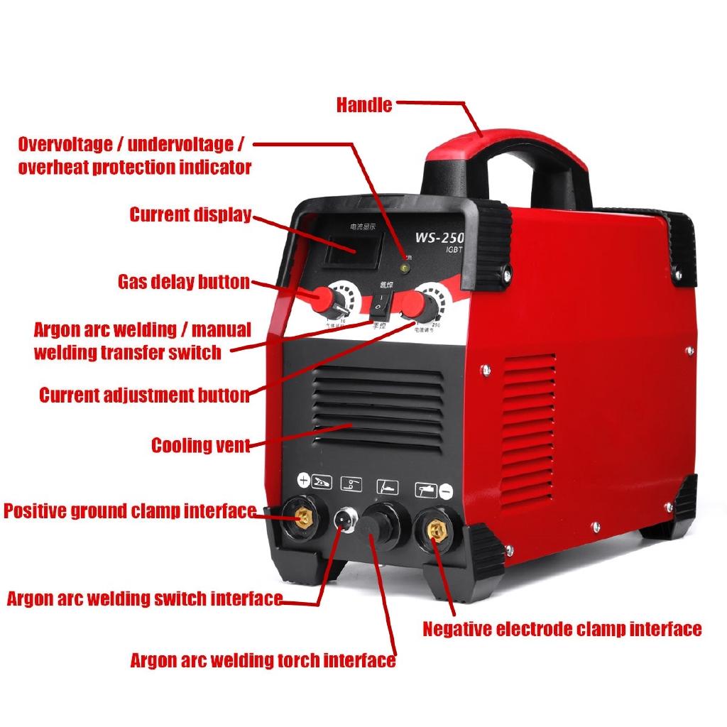 20-250A Ruční Mini Elektrická Svářečka TIG/ARC Elektrický Svařovací Stroj IGBT Invertor Pro Svařovací Práce 220V 2V1