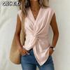 Blusas y Camisas Casuales de Moda para Mujer sin Mangas con Cuello en V