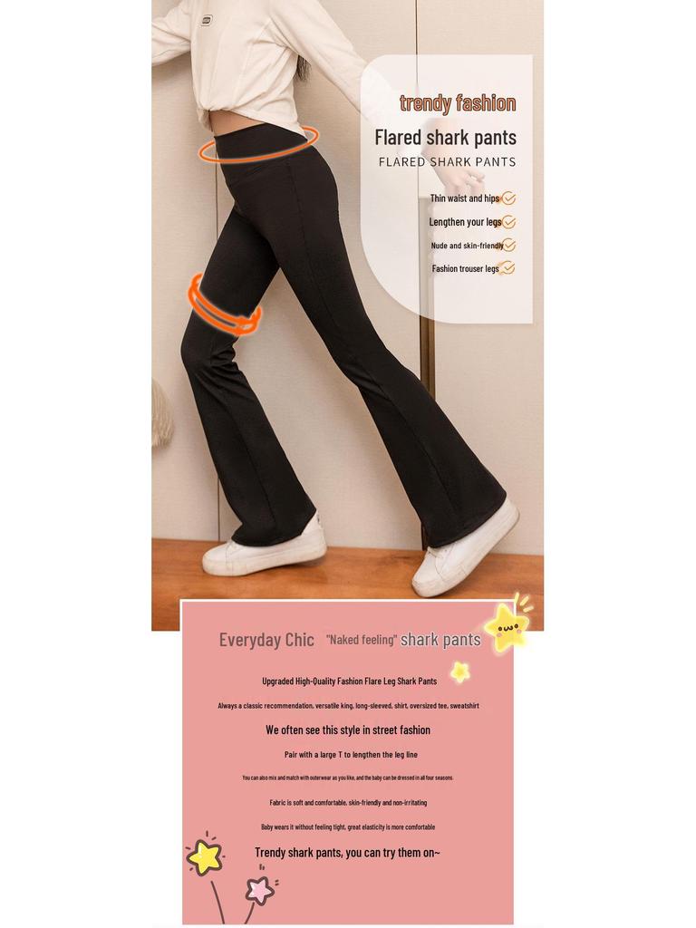 Girls' Korean Style High Waist Slimming Flare Leggings - Children's Yoga Pants for Spring & Autumn