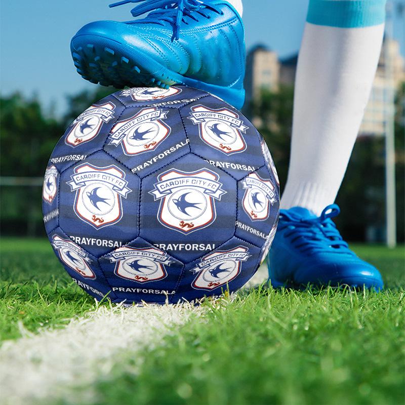Cardiff City FC Print Size 5 Soccer Ball, PU Wear Resistant Football for Match Training and Daily Practice, Birthday Gift for Soccer Fans