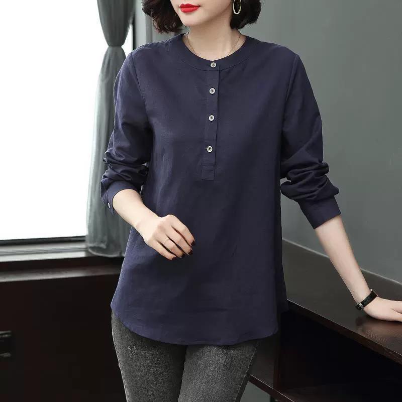 Woman Spring Autumn Style Blouses Shirts Lady Casual Long Sleeve Stand Collar Blusas Tops