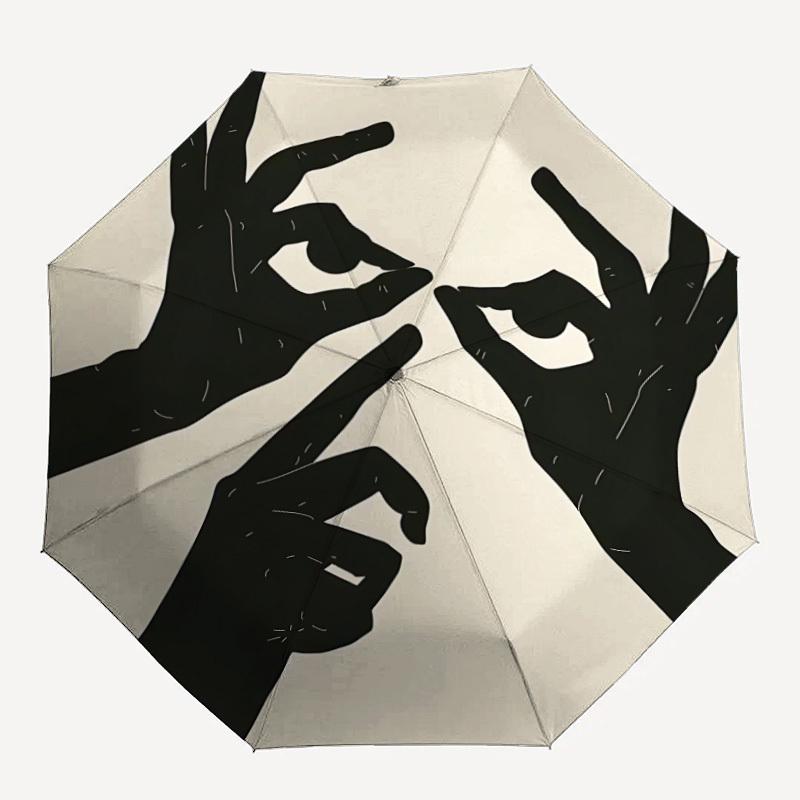 

1pc Hands Expression Automatic Open/Close Umbrella Compact Folding Umbrella, All-Season Portable Umbrella for Women/Men F1124208