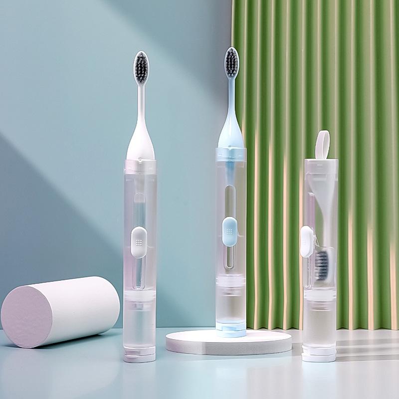 Portable All-in-One Travel Toothbrush & Toothpaste Set with Soft Bristles and Folding Design for Orthodontic Appliances