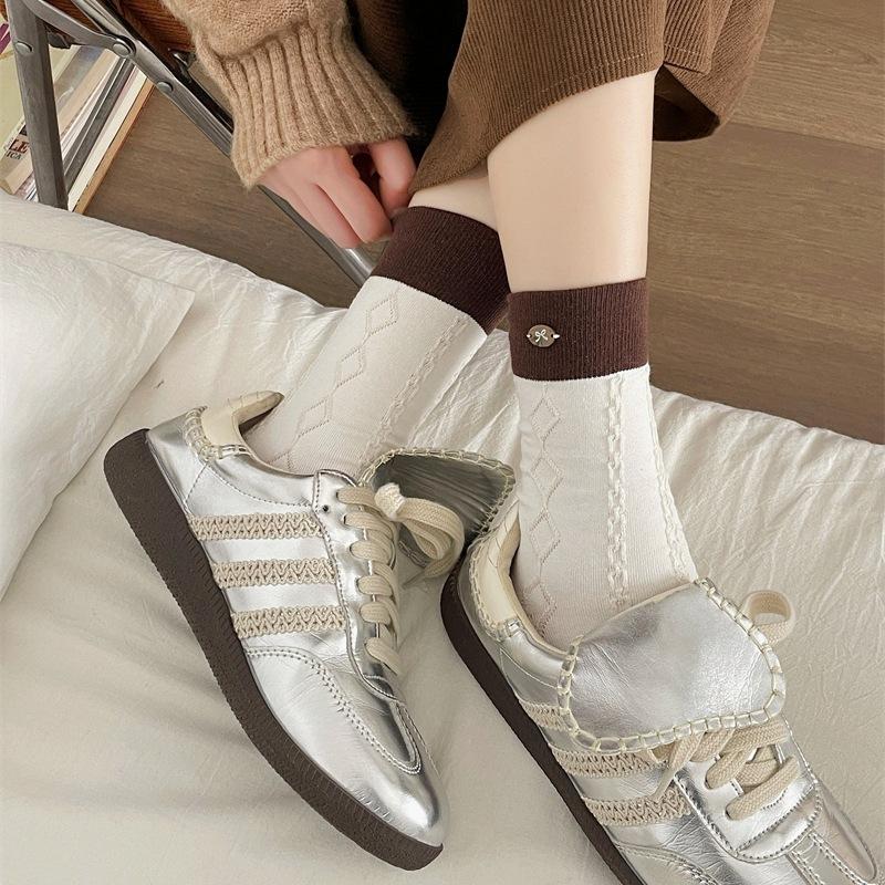 

Женские весенне-осенние винтажные носки-гольфы с мультяжными пуговицами 1 pair