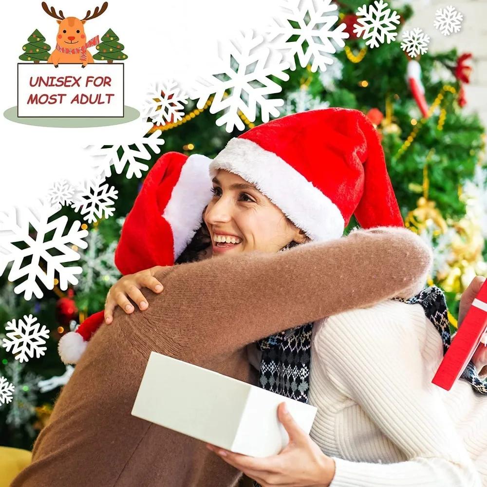 1/2/4PCS Merry Christmas Hats Santa Claus Hats for Adults Kids Red Xmas Caps Women Men New Year Festival Party Decoration Gifts