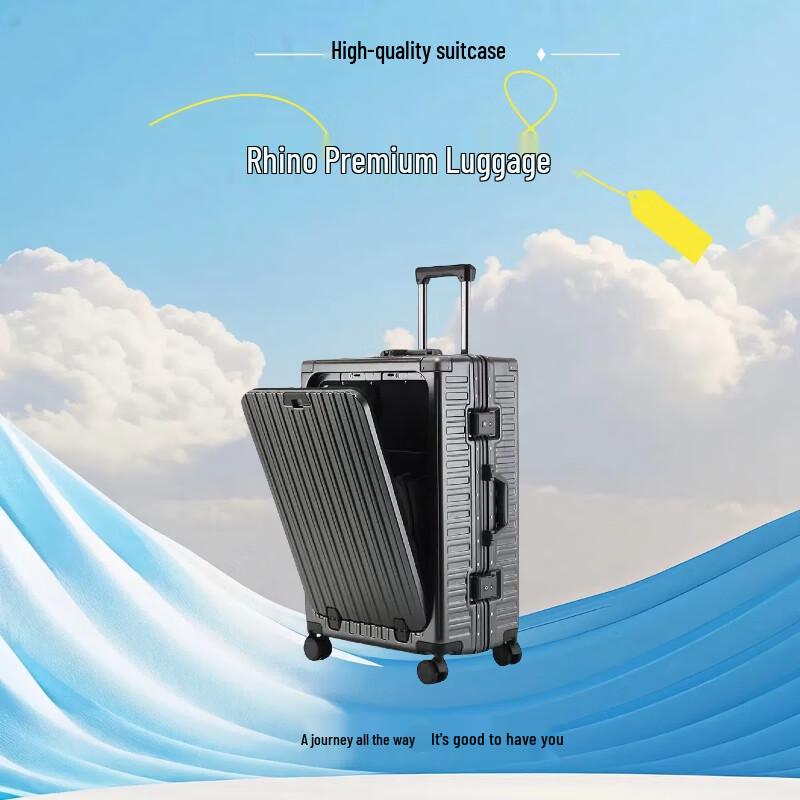 Business Front-Opening Aluminum Frame Spinner Luggage 26 inches