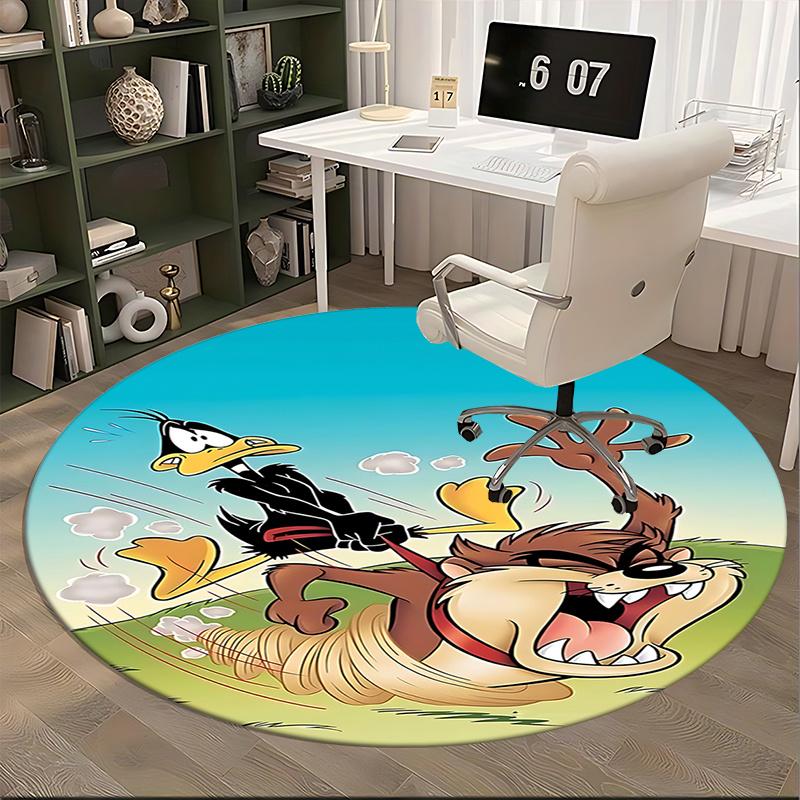 Looney Tunes Daffy Duck & Tasmanian Devil Round Chair Mat - Home Decor, Sofa Carpet