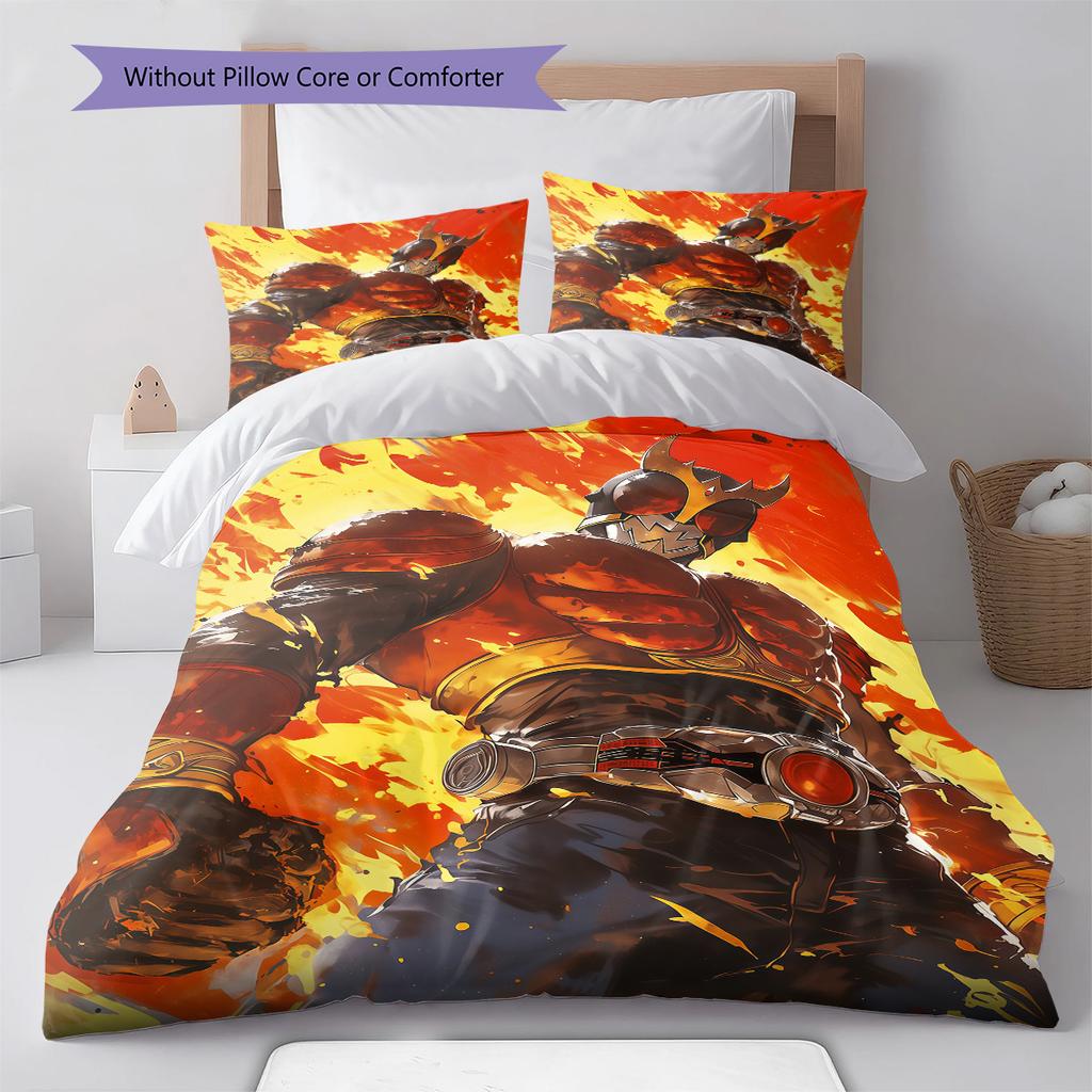 Kamen Rider Cool Armor Style Bedding Set Anime Duvet Cover Polyester Soft Comforter Bedroom Set -QJY