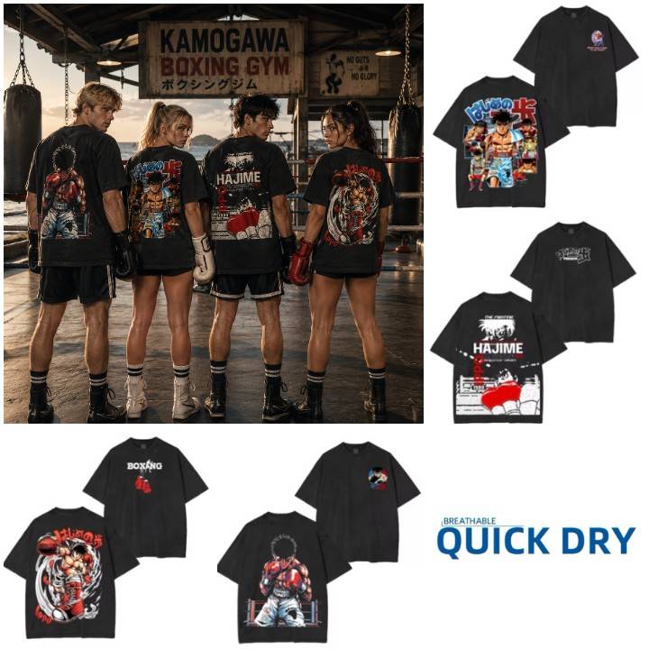 T-shirt Ippo Cartoon Anime MMA Boxing Muay Thai Kickboxing Print 3D Training Short Sleeve Fitness Gym Workout Sport Unisex