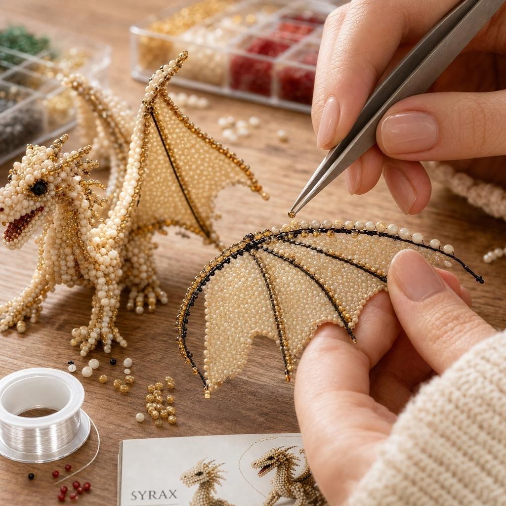 4 Piece Dragon Bead DIY Kit Epic Dragon Collection 3D Beaded Model Craft Kit Includes Beads Wire Tools and Instruction Booklet for Creative Assembly