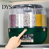 Rotating Grain Organizer Storage Holder Large Capacity One Button Opening Good Sealing Container Food Grade Detailed Division Design Jar Kitchen