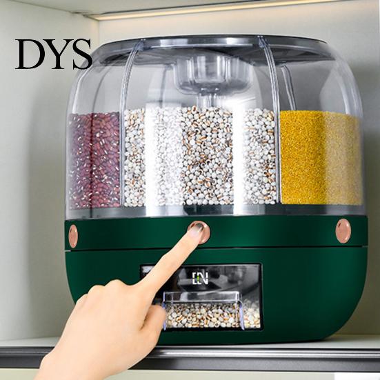 Rotating Grain Organizer Storage Holder Large Capacity One Button Opening Good Sealing Container Food Grade Detailed Division Design Jar Kitchen
