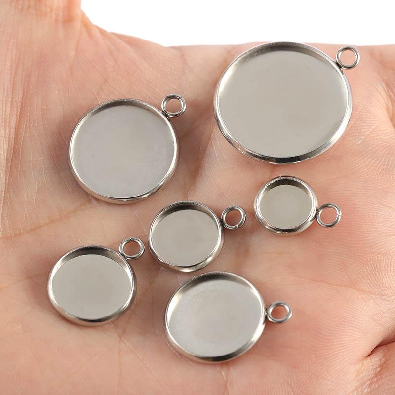 20pcs Gold Color Stainless Steel Cabochon Base Pendant Setting Blank Round Tray for DIY Resin Jewerly Making Findings Wholesale