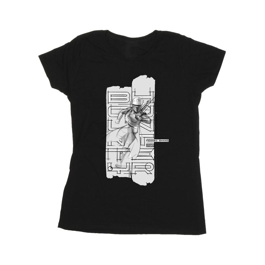 STAR WARS Womens/Ladies The Book Of Boba Fett Fennec Illustration Cotton T-Shirt