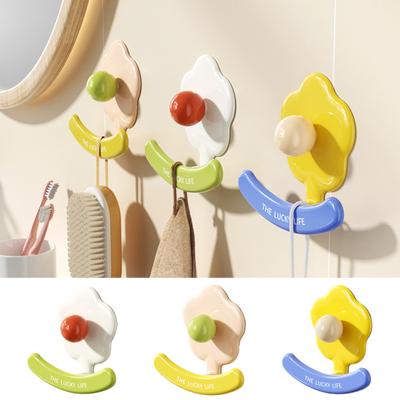 Flower Wall Hook No Drill Self-adhesive Heavy Duty Multi-functional Home Office Bathroom Clothes Hat Scarf Towel Bag Keys Umbrella Bag