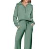 Women's 2 Piece Outfits Casual Lapel Half Zip Sweatshirts And Wide Leg Pants Tracksuit Sets