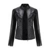 Neue Damen Freizeit Lederjacke Stehkragen Jacke Schlanke Jacke Damen Einfarbig Damen Lederjacke