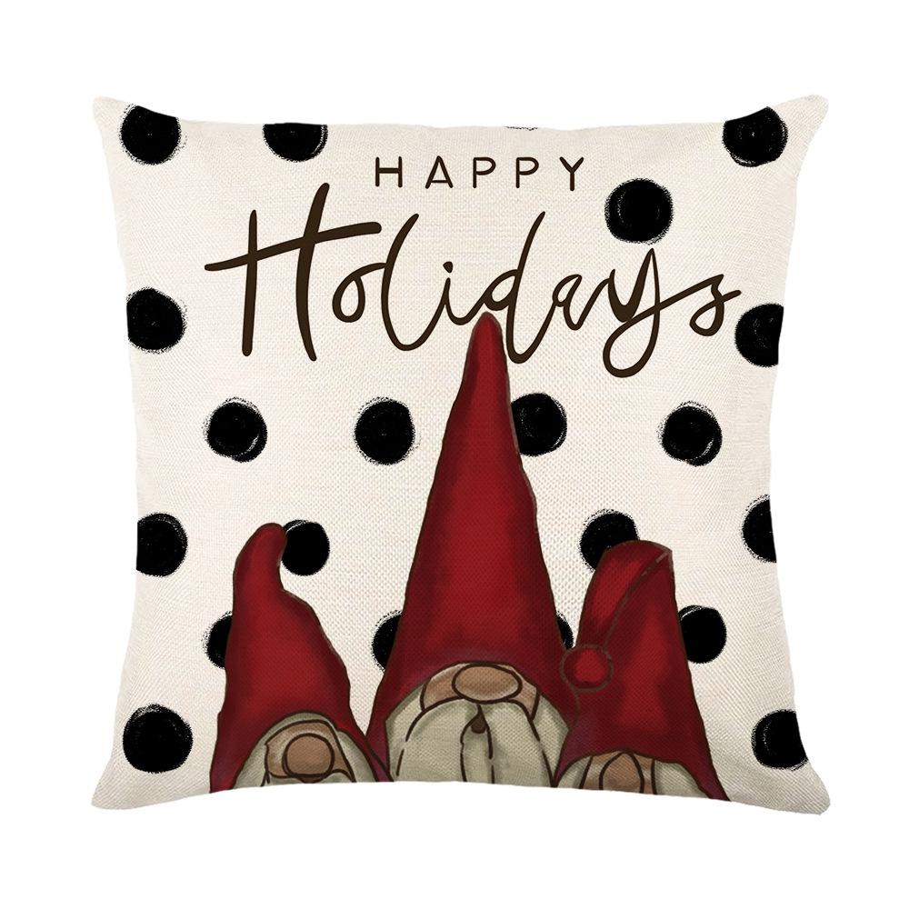 Christmas Pillow Cover Cartoon Santa Claus Elk Print Cushion Cover Sofa Cushion
