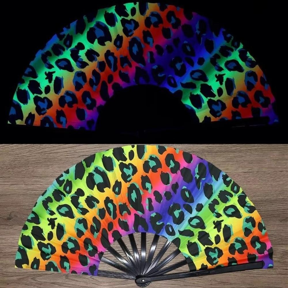 High Quality UV Ink Printing Kung Fu Fan Foldable Handmade Folding Fan Fluorescent Fan Dance Party