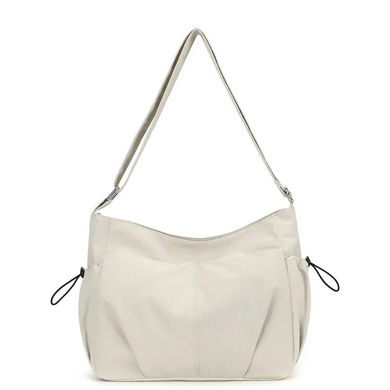 Borse a Tracolla da Donna in Nylon Impermeabili Semplici Borsa a Spalla da Donna di Grande Capacità Leggera Tinta Unita Multitasche Borsa Tote Femminile