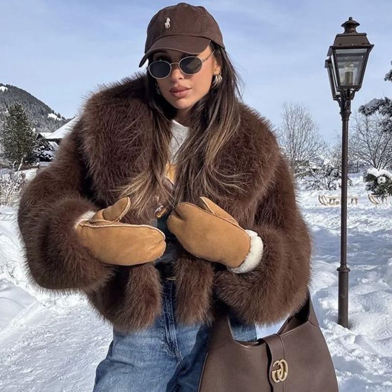 Imitationspelzmantel Damen kurz Streetstyle Mode Fuchspelzmantel neu Herbst und Winter Plüsch Damen