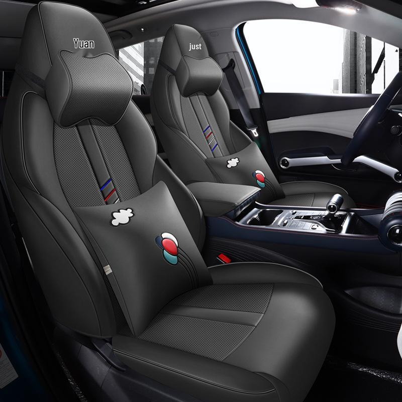 BYD Yuan PLUS Perforated Leather Car Seat Cushion - Year-Round, Fully Enclosed, Five-Seat Cover.
