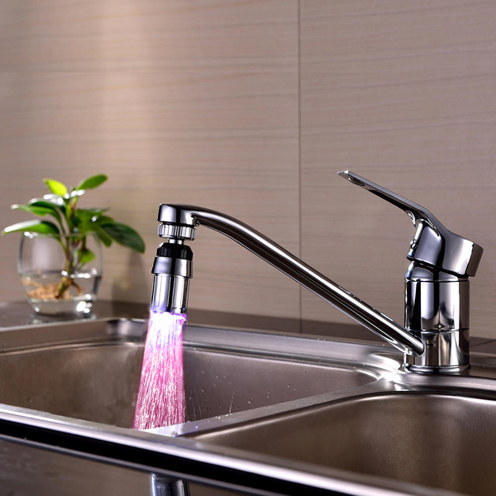 1PC Kitchen Sink 7Color Change Water Glow Water Stream Shower LED Faucet Taps Light