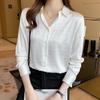 Brand 2025 New Design White Jacquard Silk Satin Long Sleeve Shirt