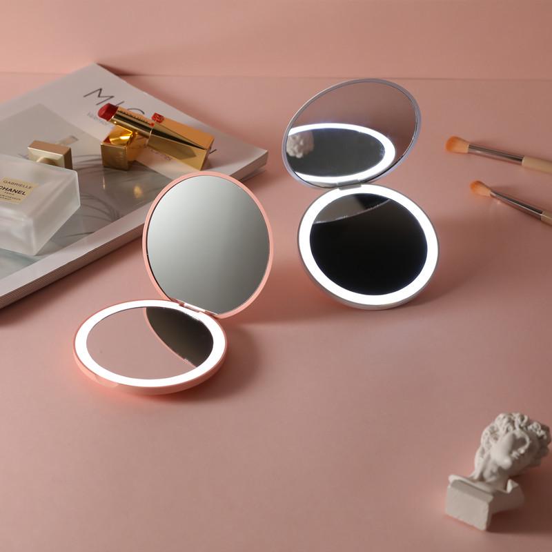 Portable Mini LED Lighted Foldable Makeup Mirror with Custom Logo