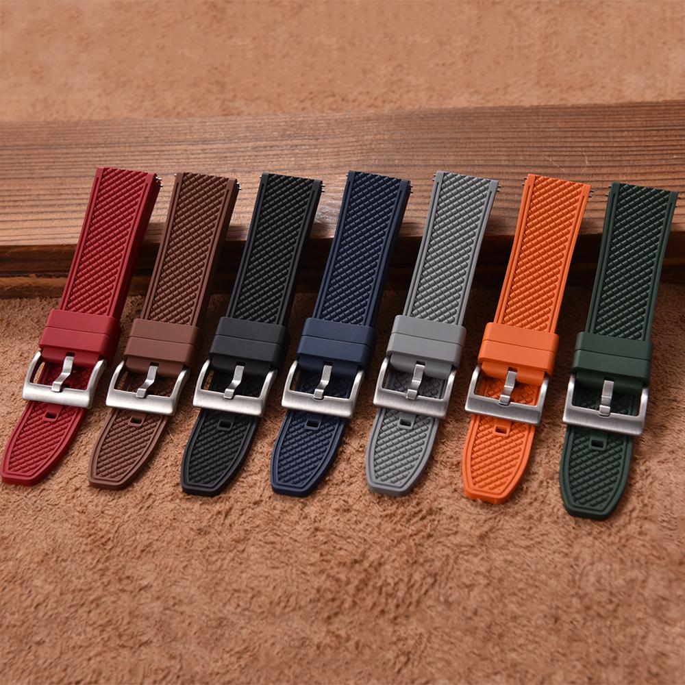 New Design HAISCH FKM Rubber Watch Strap 18mm 20mm 22mm 24mm Bullet Shape Quick Release Watch Bands Diving Waterproof Wristbands