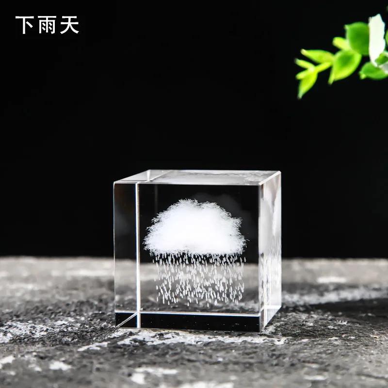 40-80 Crystal Cube Carved Raindrops Moon Solar System Clouds Cube Heart Shaped Desktop Creative Gift Ornaments