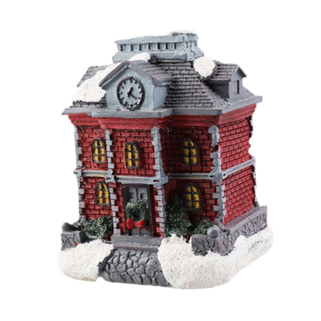 

Lighted Christmas Village House Figurine Micro Landscape Decor Resin House Sculpture for Party Indoor Living Room Holiday Shelf