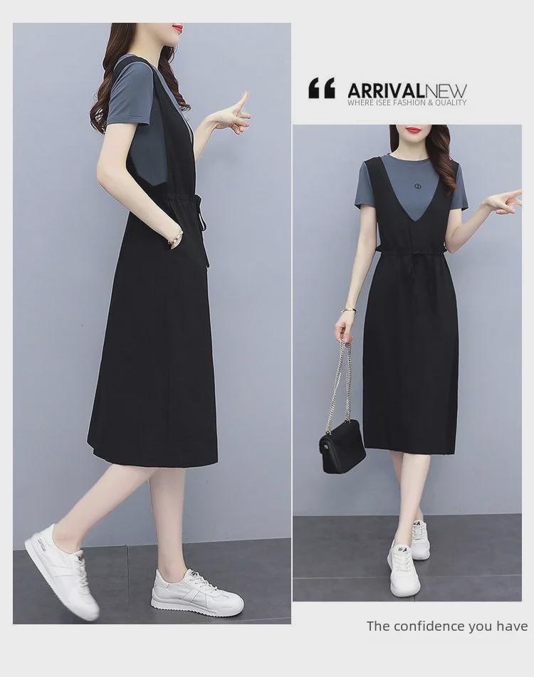 2023 Europäischer Sommer Midilanges Slim Zweiteiliges Lässiges Trägerkleid für Damen