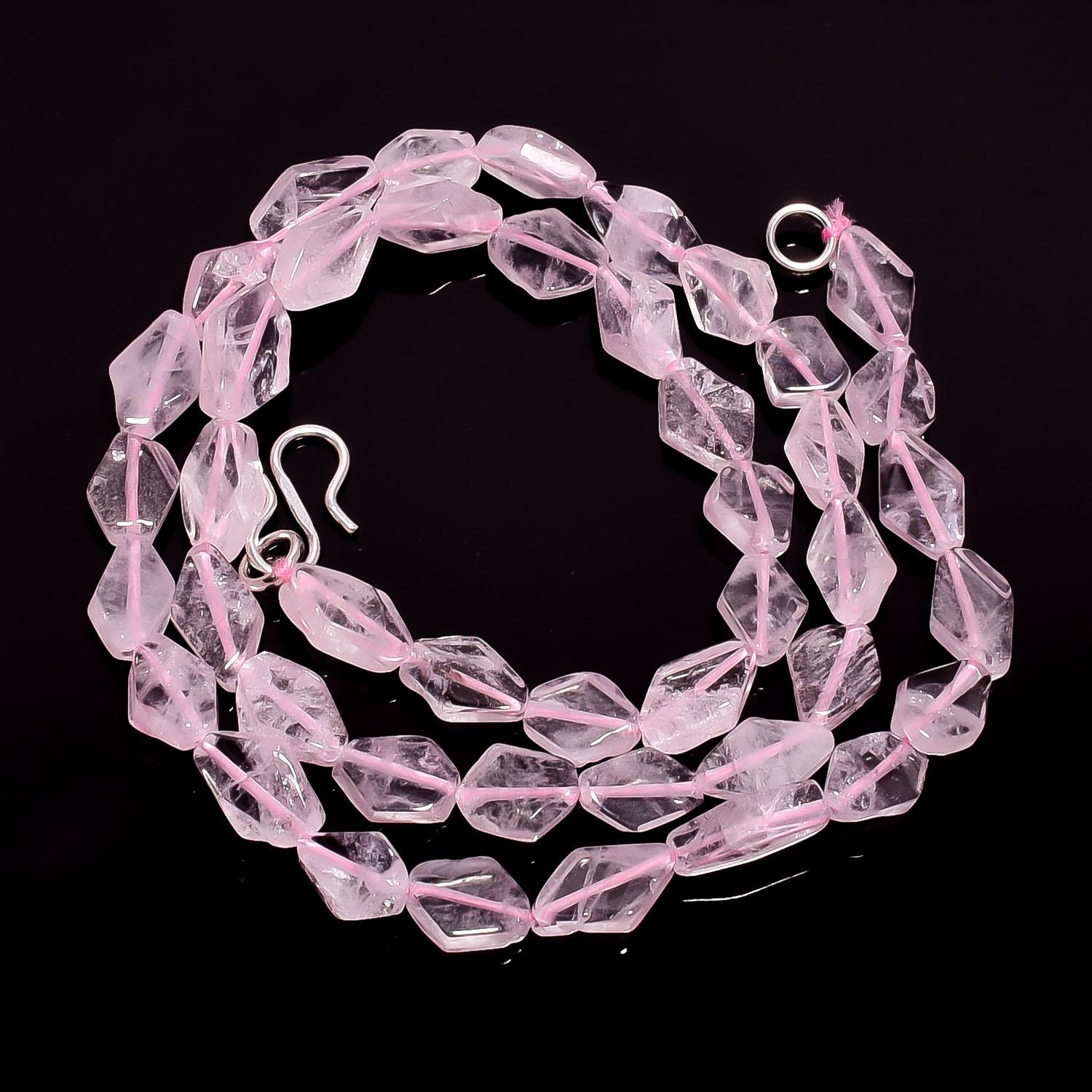 

Натуральный Розовый Кварц Камень Плоские Ромбовидные Гладкие Бусины Ожерелье 17 UB-3489 UB-3489