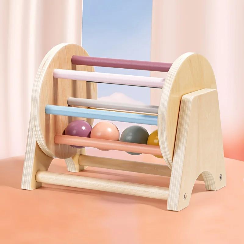 Montessori, Baby Wooden Rolling Drum Fun Tabletop Toy - Exercise Hand-eye Coordination and Fine Motor Skills - Educational Toys