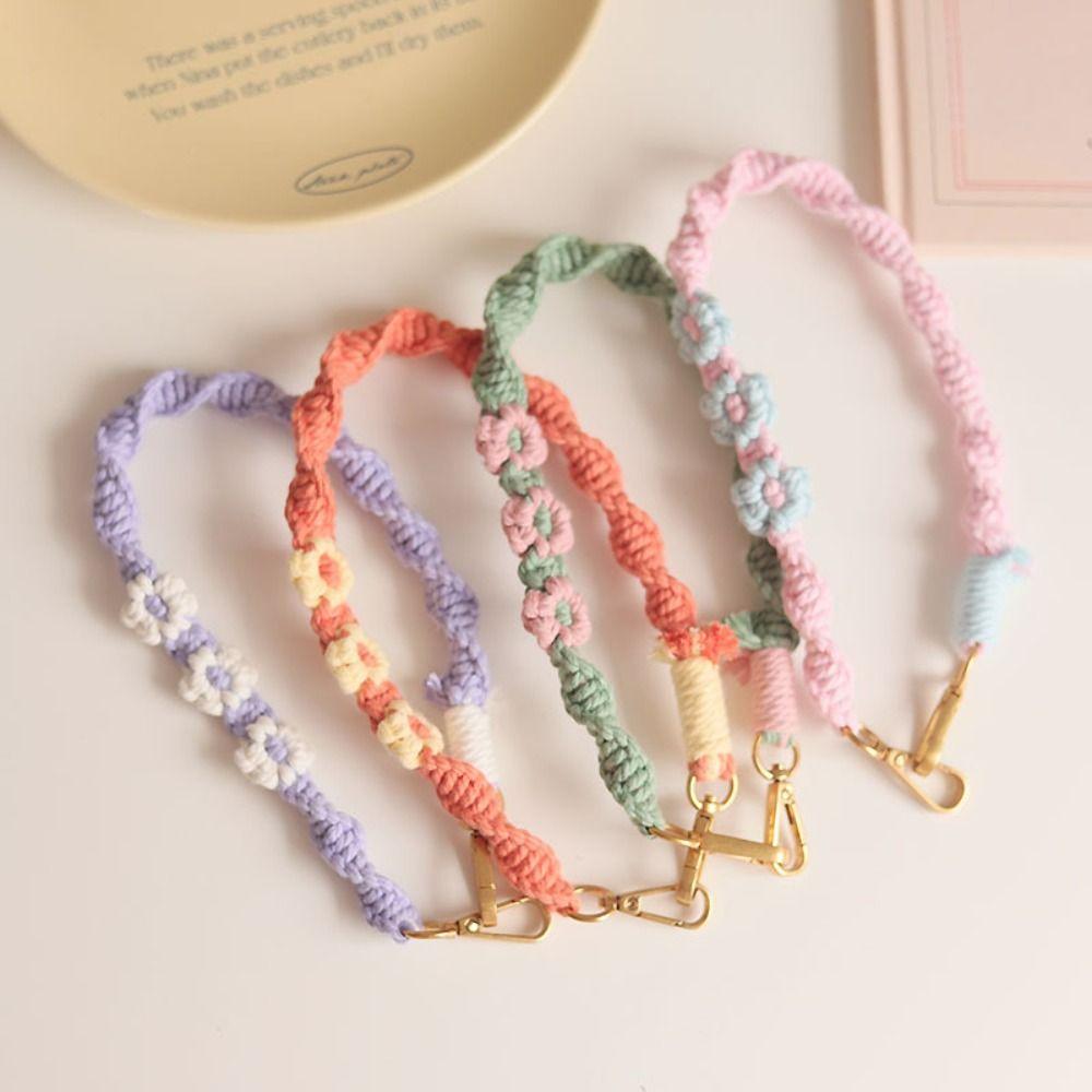

Cotton Woven Flower Mobile Phone Chain Flower Flower Braided Key Chain Bag Hanging зелёный