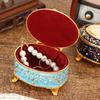 European Light Luxury Retro Jewelry Box Diamond-encrusted Oval Jewelry Box Zinc Alloy Fashion Exquisite Jewelry Storage Box