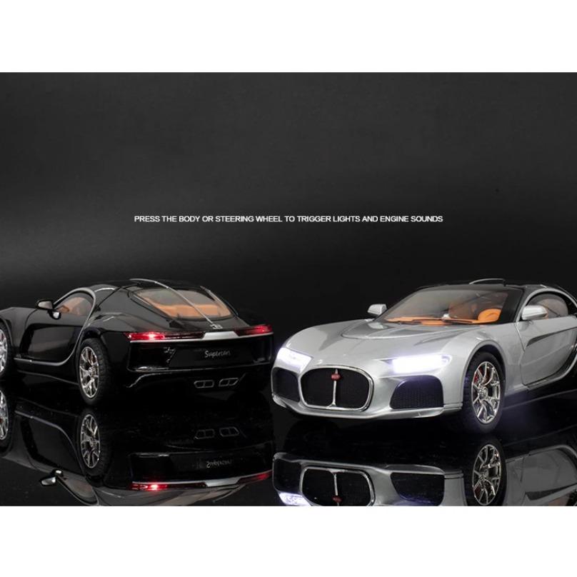 1/24 Bugatti Atlantic Supersportwagen Legierung Spielzeugauto Modell Radlenkung Sound und Licht Kinderspielzeug Sammlerstücke Geburtstagsgeschenk