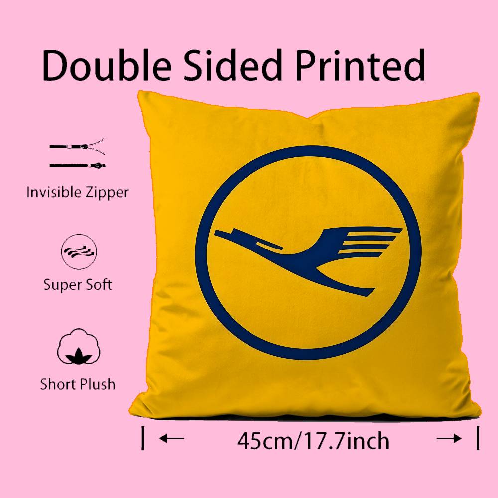 Lufthansa Airlines Pillow Case Comfort Sofa Bed Silky Elegant Invisible Zipper Custom Decorative Cushion Cover