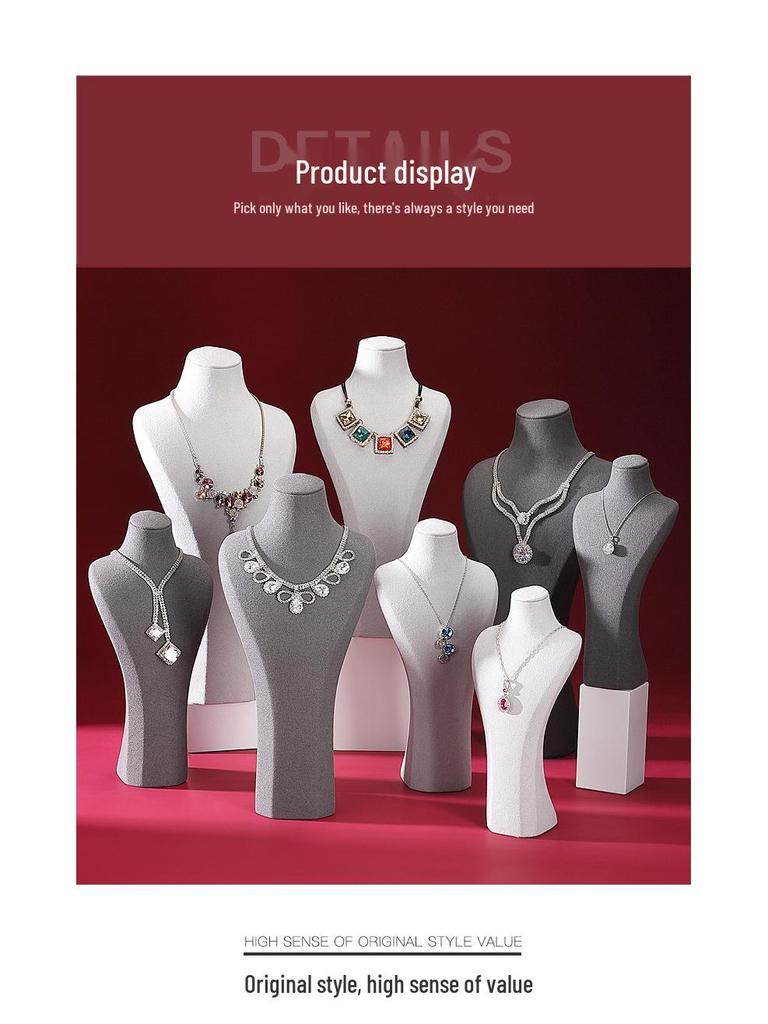 Hongtai Luxury Microfiber Necklace Display Stand - Mannequin Jewelry Prop