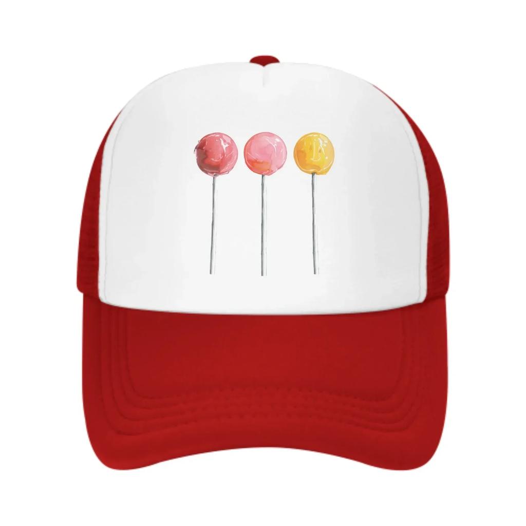Drei Lolli Baseballkappen Mode Truckerhut Unisex Netzmützen für Damen Unisex Outdoor Freizeit Reisen Neutraler Sonnenschutz